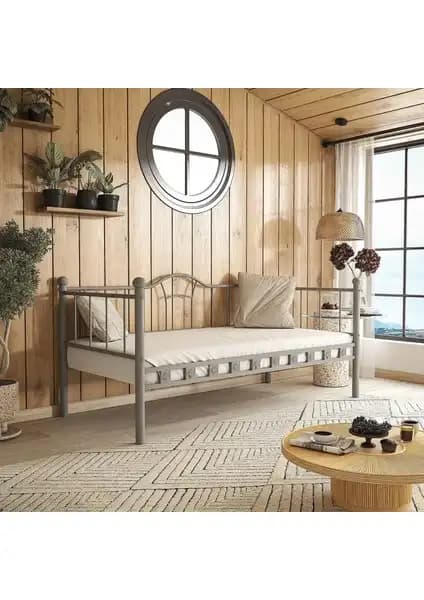 Argimo Kamelya Sedir Metal Karyola 90x190 Gri Modern ve Dayanıklı Tasarım