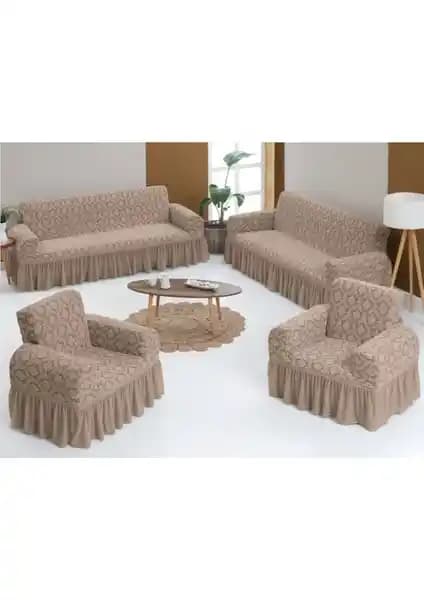 Arlisa Arısoy 3+3+1+1 Jakarlı Koltuk Örtüsü Takımı: Şık ve Kullanışlı Ev Dekorasyonu Ürünü