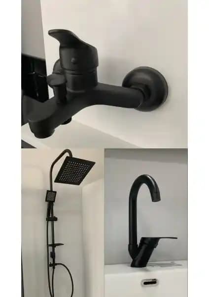 Armour Siyah Banyo Seti Modern Tasarım ve Yüksek Kalite Malzemelerle Şıklık Sunar