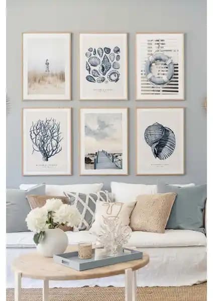 Artavessa 6 Parça Ahşap Çerçevesiz MDF Tablo Seti Modern ve Şık Duvar Dekoru