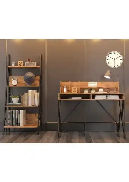 AVM Park Yanke Çalışma Masası ve Atlantik Çam Kitaplık Seti Modern ve Dayanıklı Ofis Mobilyası