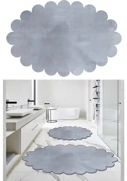 Balat Halı 2'li Açık Gri Banyo Paspası - Modern ve Güvenli Tasarım