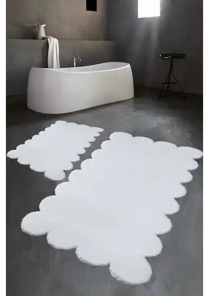Balat Halı Lazer Kesim Beyaz Peluş Banyo Paspası: Şıklık ve Konfor Sunan Modern Tasarım