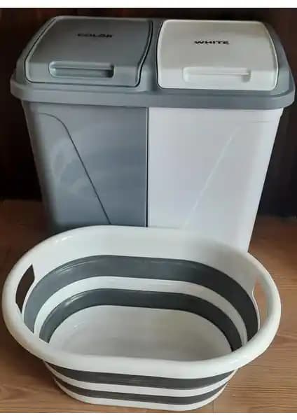 Bee Home İki Bölmeli ve Katlanabilir Çamaşır Sepeti Seti Modern ve Pratik Çözüm