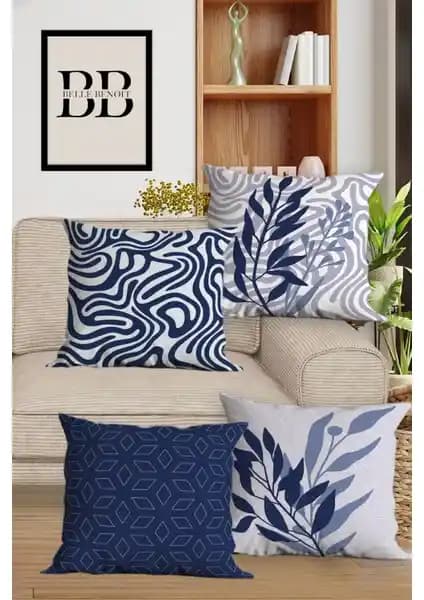 Belle Benoit Çift Taraflı Dijital Baskılı 4'lü Yastık Kılıfı Seti Modern Ev Dekorasyonu İçin