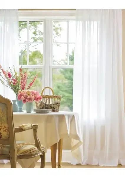 Belle Cose Kırık Beyaz Keten Düz Tül Perde Modern ve Estetik Tasarımıyla Şıklık Sunar