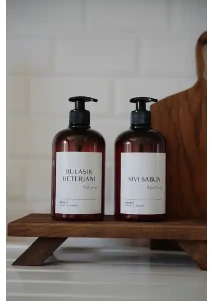 Berev 2'li sıvı sabun ve bulaşık deterjanı plastik şişe seti 500 ml şık ve dayanıklı tasarım