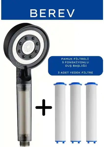 Berev Filtreli 5 Fonksiyonlu Siyah Yüksek Basınçlı Duş Başlığı İnceleme ve Özellikleri