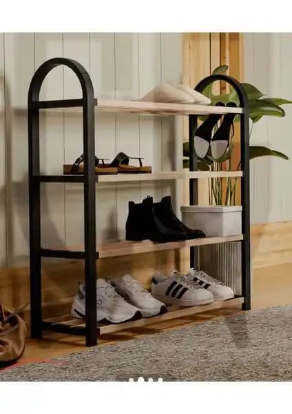 Beşudi Aura Ahşap Çubuklu Plastik Ayakkabılık Modern ve Pratik Depolama Çözümü