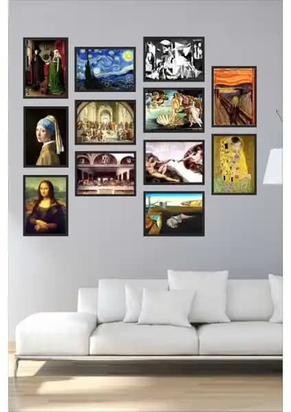 Biz Dijital 12 Parça Çerçeve Görünümlü MDF Tablo Setiyle Modern ve Sanatsal Ev Dekorasyonu