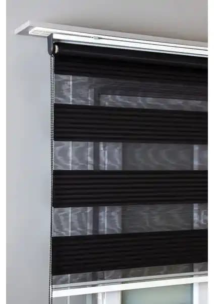 Bizden Perde Siyah Pileli Zebra Stor Perde Modern Tasarım ve Kolay Montaj Özellikleri