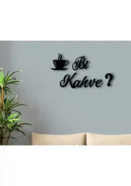 BK Bi Kahve Tasarımlı Ahşap Duvar Yazısı Modern İç Mekan Dekorasyonu İçin Uygun