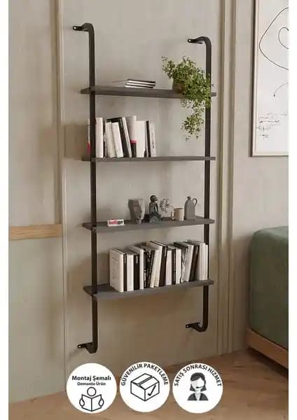 Bofigo 4 Raflı Duvara Monte Kitaplık Modern ve Şık Tasarım Özellikleri