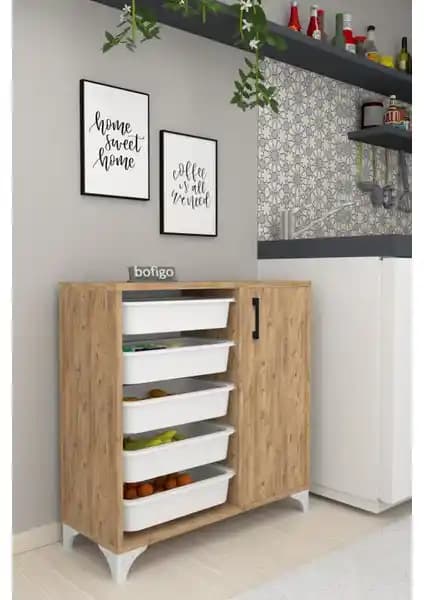 Bofigo 5 Sepetli Çok Amaçlı Oyuncak Dolabı Çocuk Odası İçin Güvenli ve Şık Depolama Çözümü