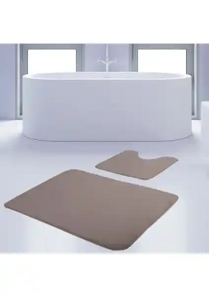 Bonny Home 2'li Unicolor Vizon Banyo Paspası ve Halısı Seti Modern ve Şık Tasarım