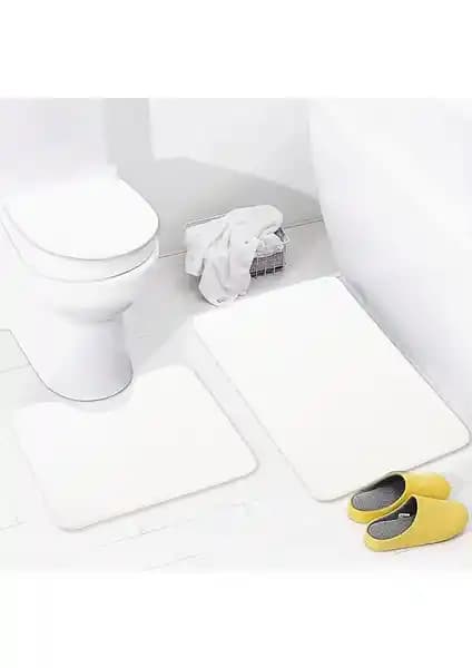 Bonny Home 3'lü Unicolor Krem Banyo Paspası ve Halısı Seti Şıklık ve Güvenlik Sunar