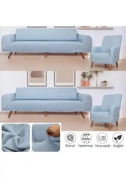 Btf Home Lastikli 3+1 ve 1 Kişilik Koltuk Örtüsü Takımı Ev Dekorasyonunda Yenilikçi Çözüm