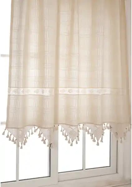 Buldan İşi El Dantelli Pamuklu Güneşlik Perde Doğal ve Şık Tasarım