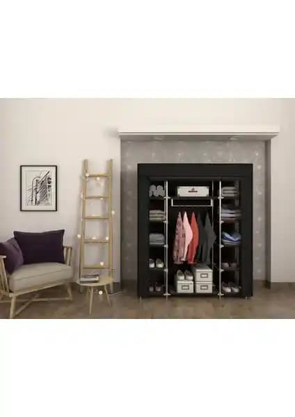 Burak 12 Raflı Çift Yandan Bez Dolap Gardrop: Fonksiyonel ve Estetik Depolama Çözümü