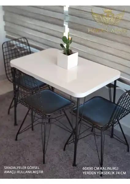 By Hakan Aşkın Siyah Metal Ayaklı 60x90 cm Beyaz Eclipse Balkon ve Çalışma Masası