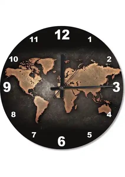 Cakasepetim Siyah Zeminde Dünya Haritası Baskılı Modern Duvar Saati Özellikleri ve Kullanım Rehberi