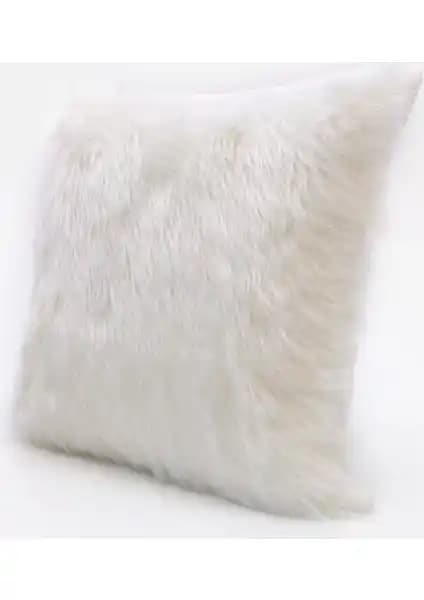Cango Home Beyaz Peluş Kırlent Kılıfı Modern Ev Dekorasyonuna Uygun Şıklık ve Konfor Sağlar