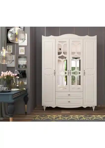 Cansu Country 4 Kapaklı ve 2 Çekmeceli Modern Gardırop Rabi Mobilya ile Şıklık ve Fonksiyonellik