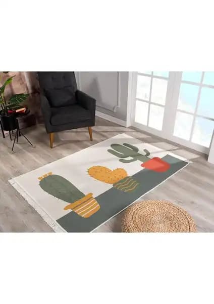 Caretta Home 120x180 Kaktüs Desenli Dokuma Kilim Modern Tasarım ve Dayanıklılık