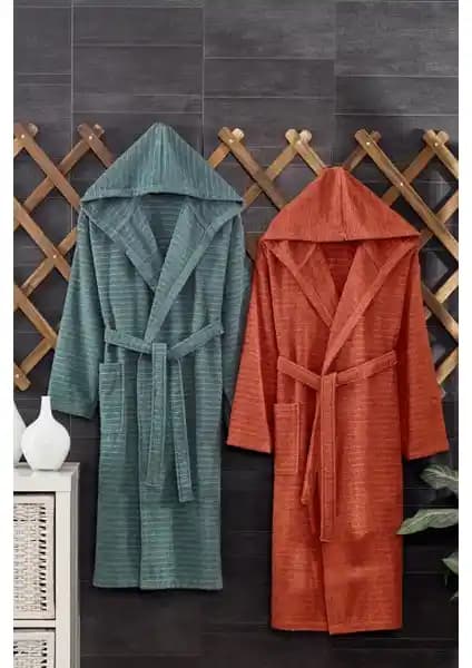 Casnack Quina 2Li Kapüşonlu Oversize Bornoz Seti - Yüksek Kaliteli Pamuklu ve Rahat Tasarım