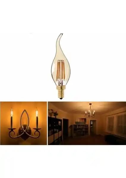 Cata 3W Rustik Kıvrık Mum LED Ampul E14 Amber - Estetik ve Enerji Verimli Tasarım