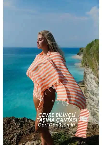 Çevre Bilincine Sahip Sürdürülebilir Plaj Havlusu Green Petition Mare Tangerine