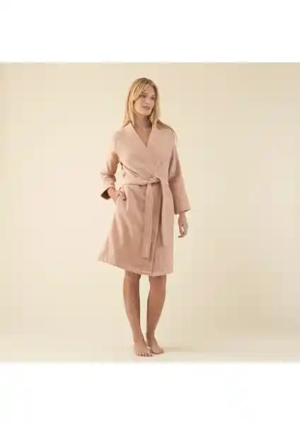 Chakra Sobeska Kadın Bornoz Koyu Somon Renk Şıklık ve Konfor Bir Arada