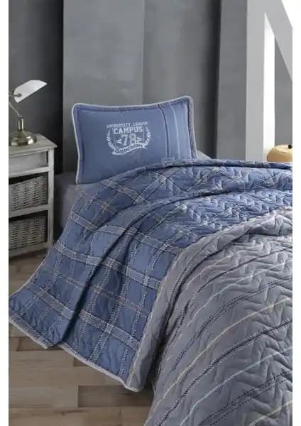 Clasy Ranforce Yatak Örtüsü Tek Kişilik Campus V2 Mavi Modern ve Dayanıklı Tasarım