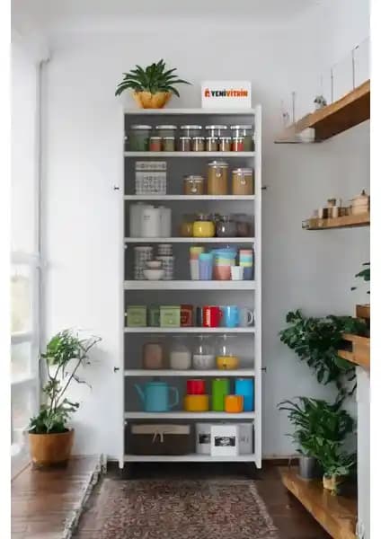 Çok Amaçlı MDF Dolap 8 Raflı ve 4 Kapaklı, Dayanıklı ve Şık Tasarım, Kolay Kurulum