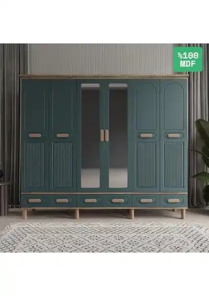 Comiet Pera 6 Kapaklı Aynalı MDF Gardrop Modern ve İşlevsel Depolama Çözümü