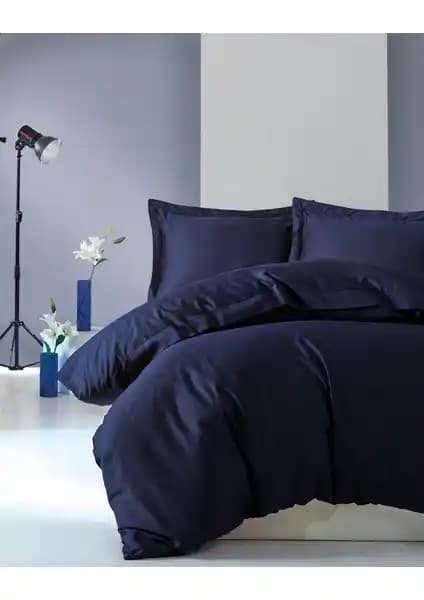 Cotton Box Elegante Lacivert Çift Kişilik Saten Nevresim Takımı Detayları