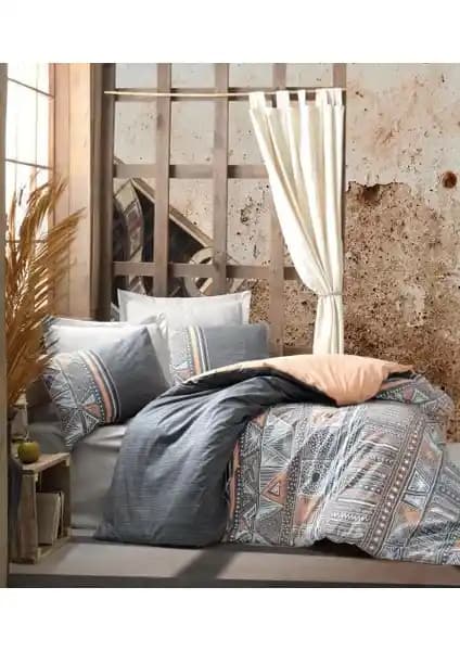 Cotton Box Etnich Nevresim Takımı Çift Kişilik Gri Renkli Estetik ve Konforlu Tasarım