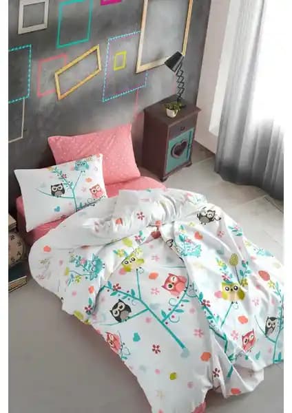 Cotton Life Lola Mint Fancy Tek Kişilik Nevresim Takımı Modern ve Canlı Tasarımıyla Yenilik Katar