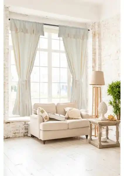 Cotton Maison Naturel Fırfırlı Perde Krem Renkli Vintage Tasarım ve Kullanım Özellikleri