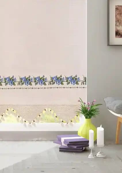 Cotton Studio Pamuklu Mavi Kanaviçeli Buldan Işi Otantik Perde: Doğal ve Şık Ev Dekorasyonu İçin