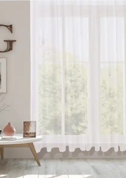 Cotton Studio Taç Ekru Karyağdı Desen Sık Pileli Tül: Modern ve Şık Dekorasyon Unsuru