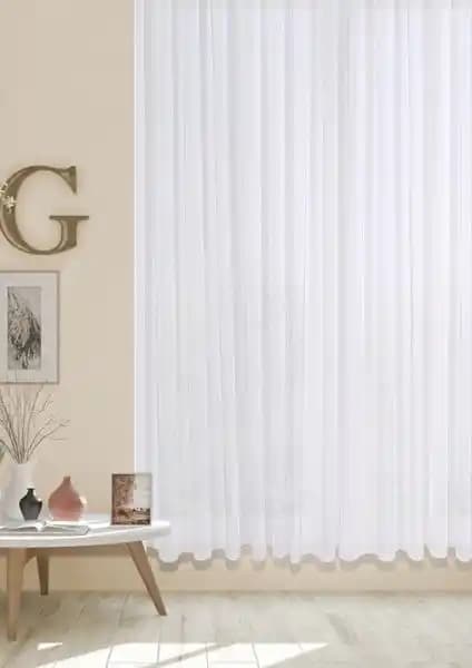 Cotton Studio Taç Keten 1/3 Sık Pile Tül Perde Modern ve Şık İç Mekan Dekorasyonu İçin