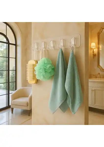 Davet 5'li Şeffaf Kendinden Yapışkanlı Kapı ve Duvar Askısı – Dayanıklı ve Şık Tasarım