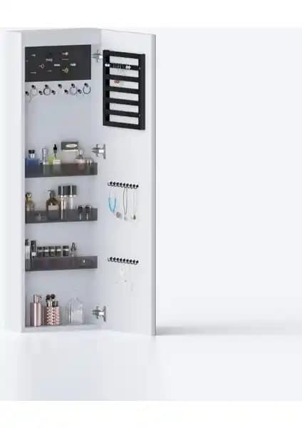 Decobox Paris Boy Aynalı Takı Dolabı Beyaz - Modern ve Şık Takı Saklama Çözümü