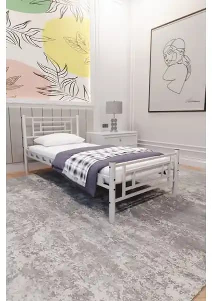 Decofer Agora Beyaz Metal Tek Kişilik Karyola Modern ve Dayanıklı Tasarım