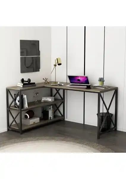 Deconode Flexy L Çalışma Masası Kahverengi: Modern ve Fonksiyonel Ofis ve Ev Kullanımı İçin Tasarım