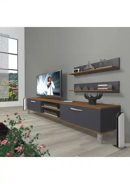 Decoraktiv Eko 4 MDF Krom Ayaklı TV Ünitesi: Modern ve Dayanıklı Tasarım Özellikleri