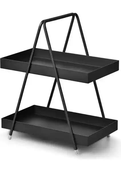 Decorelax 2 Katlı Siyah Metal Raf Modern ve Fonksiyonel Depolama Çözümü