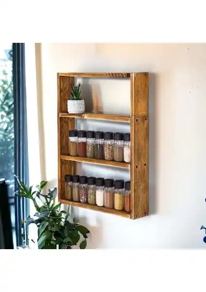 Defa Defa Ahşap Mutfak Dolabı ve Baharatlık Rafı: Dayanıklı ve Estetik Tasarım