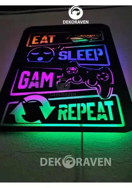 Dekoraven Eat Sleep Game Repeat Gamer Tablo İncelemesi ve Özellikleri